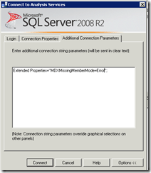 Excel conectado a Analysis Services y la propiedad MDX Missing Member Mode 4 Excel conectado a Analysis Services y la propiedad MDX Missing Member Mode