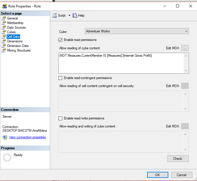 Aplicando seguridad a métricas SSAS 5 1 - Acceso personalizado a los datos de las celdas