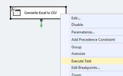 Convertir ficheros Excel en CSV y cargar ficheros usando SSIS 10 Ejecución de la tarea PowerShell
