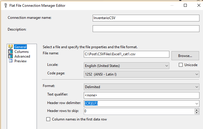 Convertir ficheros Excel en CSV y cargar ficheros usando SSIS 18 Excel a CSV SSIS