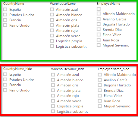 Filtros que van a componer el informe Filtros que van a componer el informe