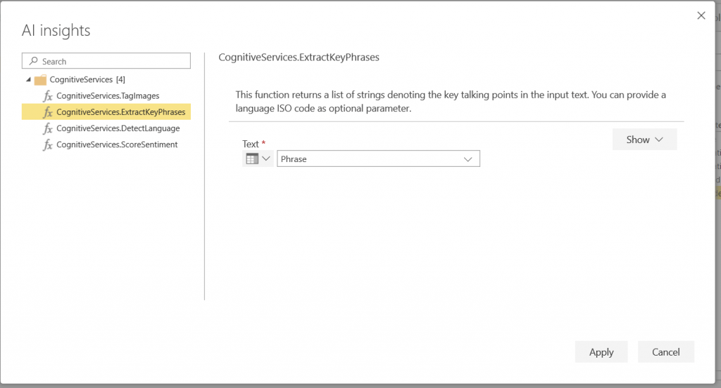 Power BI Dataflows Análisis de Sentimiento en dos clicks 7 Extract key phrases