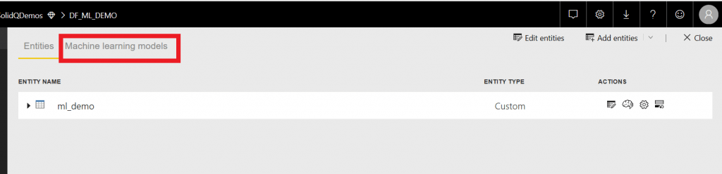 Power BI dataflows machine learning DataFlows Machine Learning menu Power BI dataflows