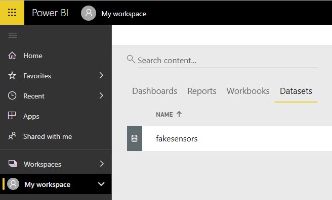 Real time con Event Hubs y Stream Analytics y Power BI 12 Power BI datasets