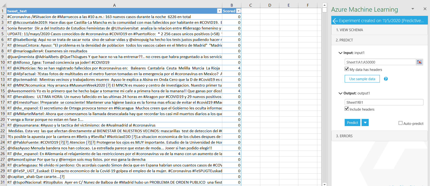 Análisis de sentimiento a través de Azure ML Studio para analizar la repercusión del COVID-19 en Twitter 11 Análisis de sentimiento a través de Azure ML Studio para analizar la repercusión del COVID-19 en Twitter