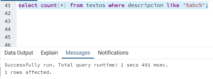 Indexación con Trigrams en PostgreSQL 7 postgresql select count