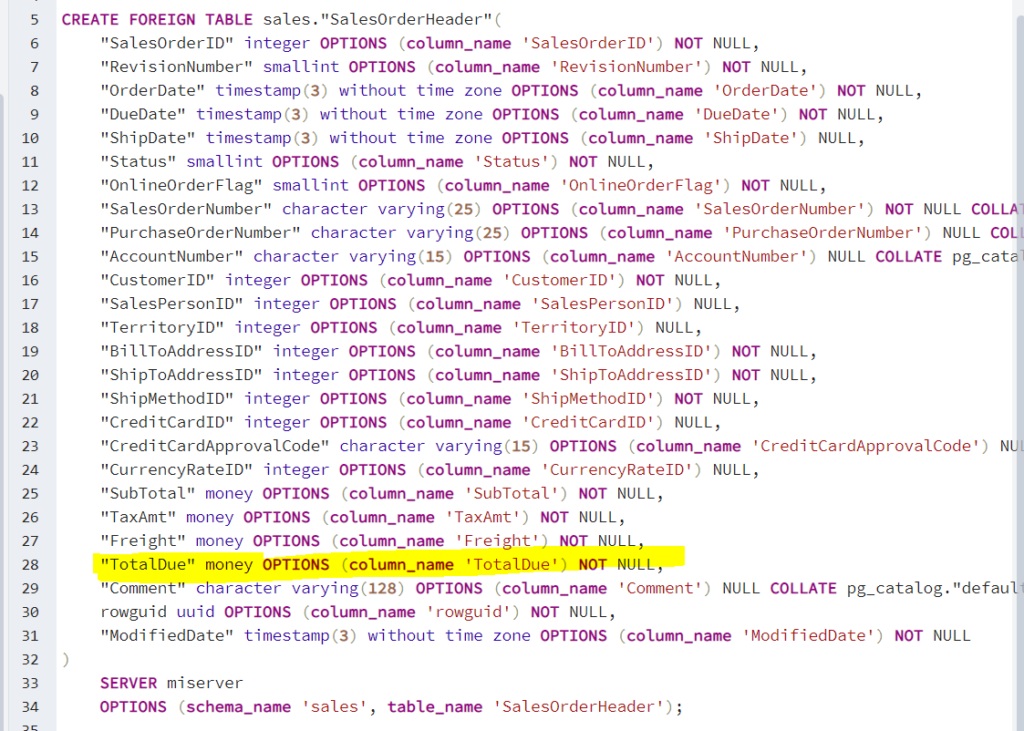 Virtualización de datos en PostgreSQL con Foreign Data Wrappers (I) 15 create foreign table