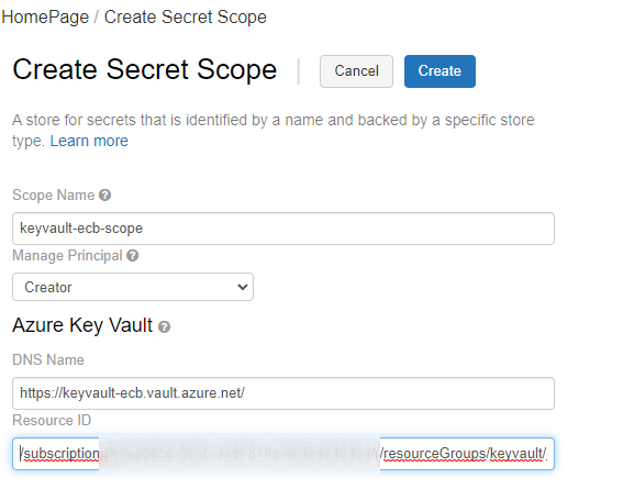 create secret scope