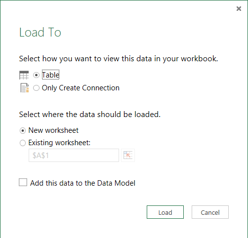 Power Query: Destinos - Power Pivot y hojas Excel (20) 4 LoadTo
