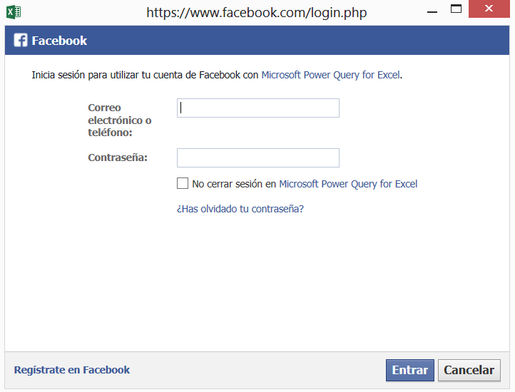Power Query: Orígenes de Datos 7 facebook2